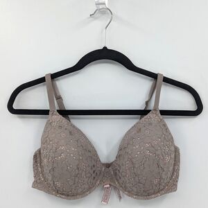 Victoria's Secret Bra Women's 36D Taupe Lace Lined Perfect Coverage